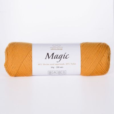 Infinity Design Magic (2355 охра) 80% мериносовая шерсть superwash, 20% нейлон 50 гр/210 м